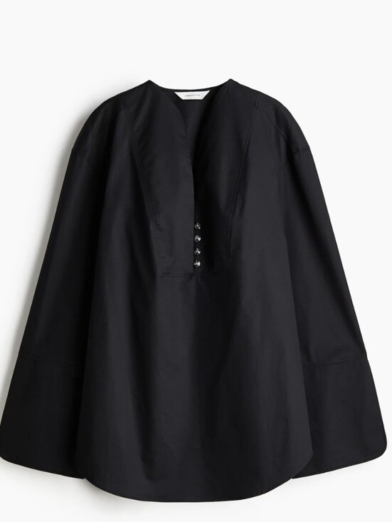 H&M Tops - H&M Womens loose fit 3XL Black V-Neck Long Sleeve Button Front tuxedo Blouse NWT